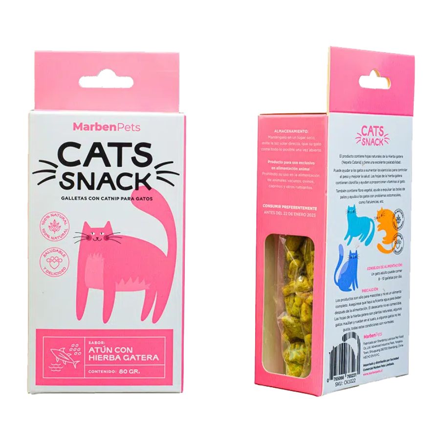 Cats snack galletas con hierba gatera sabor atún con hierba gatera 80 GR